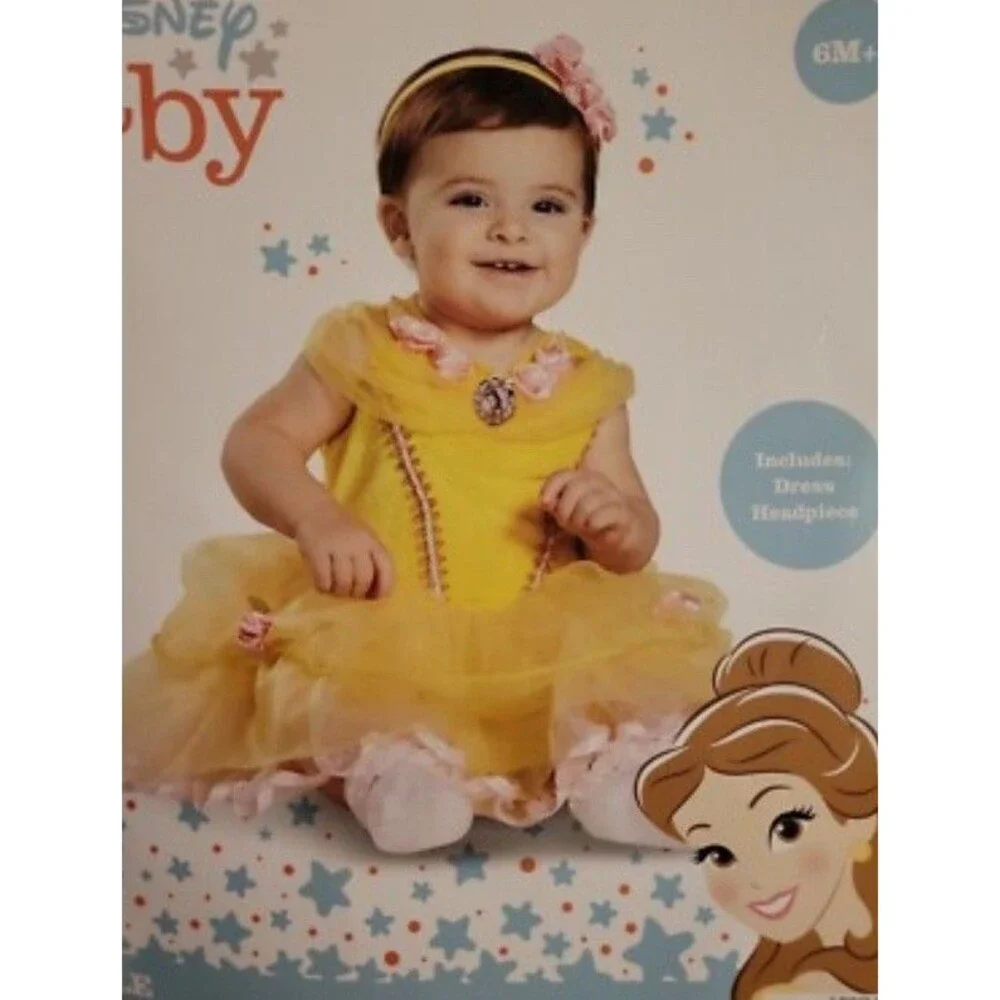 DISNEY PRINCESS BELLE COSTUME DRESS HALLOWEEN INFANT BEAUTY BEAST 6-12 MONTH